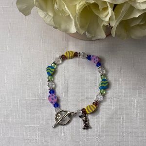 Handcrafted Easter Egg w/Bunny Charm Bracelet